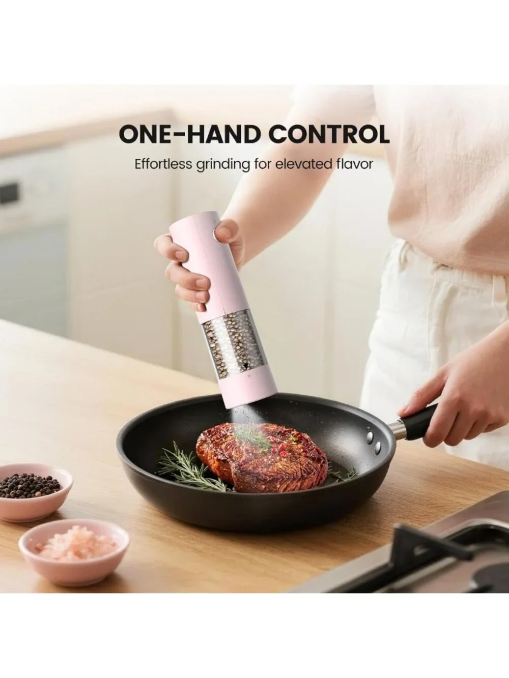 Rechargeable Electric Salt & Pepper Grinder Set - Adjustable Coarseness, 2 Pack